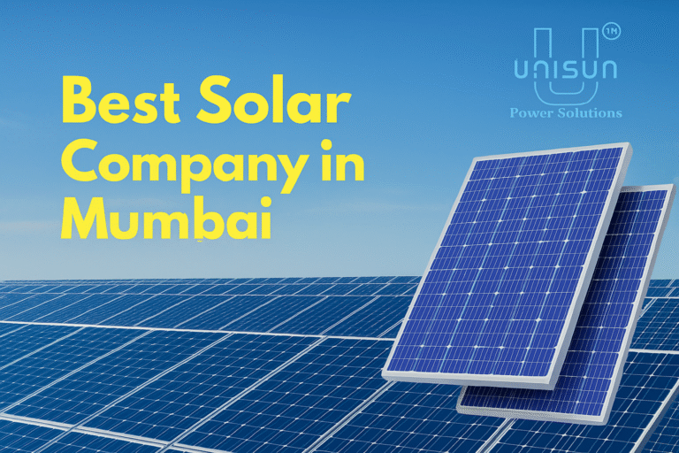 Best Solar Company in Mumbai - Unisun Power Solutions with solar panels and blue sky background
